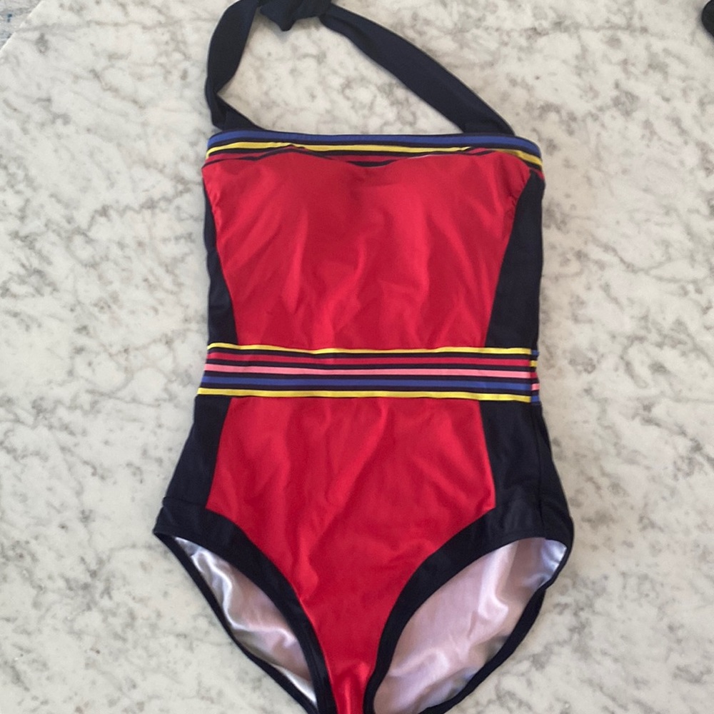 Show stopping color block one piece swimsuit